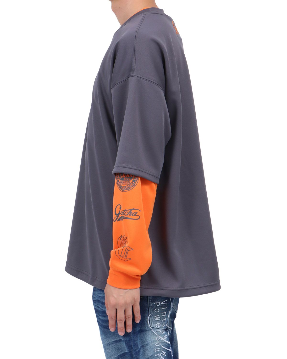 チャコール：174cm62kg(Lサイズ着用)