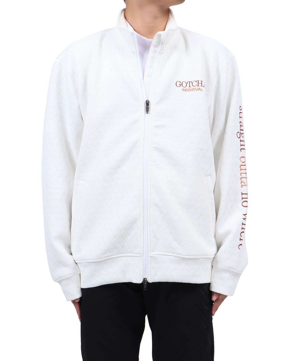 ホワイト：173cm63kg(Lサイズ着用)