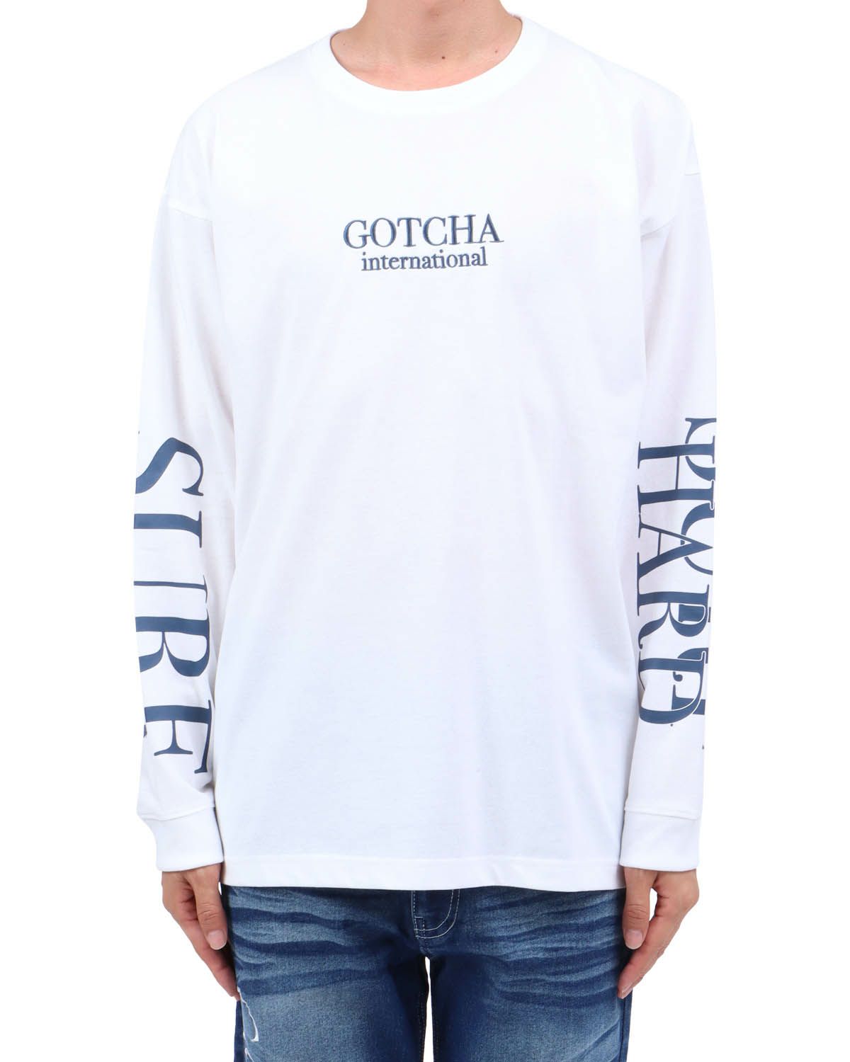 ホワイト：174cm62kg(Lサイズ着用)