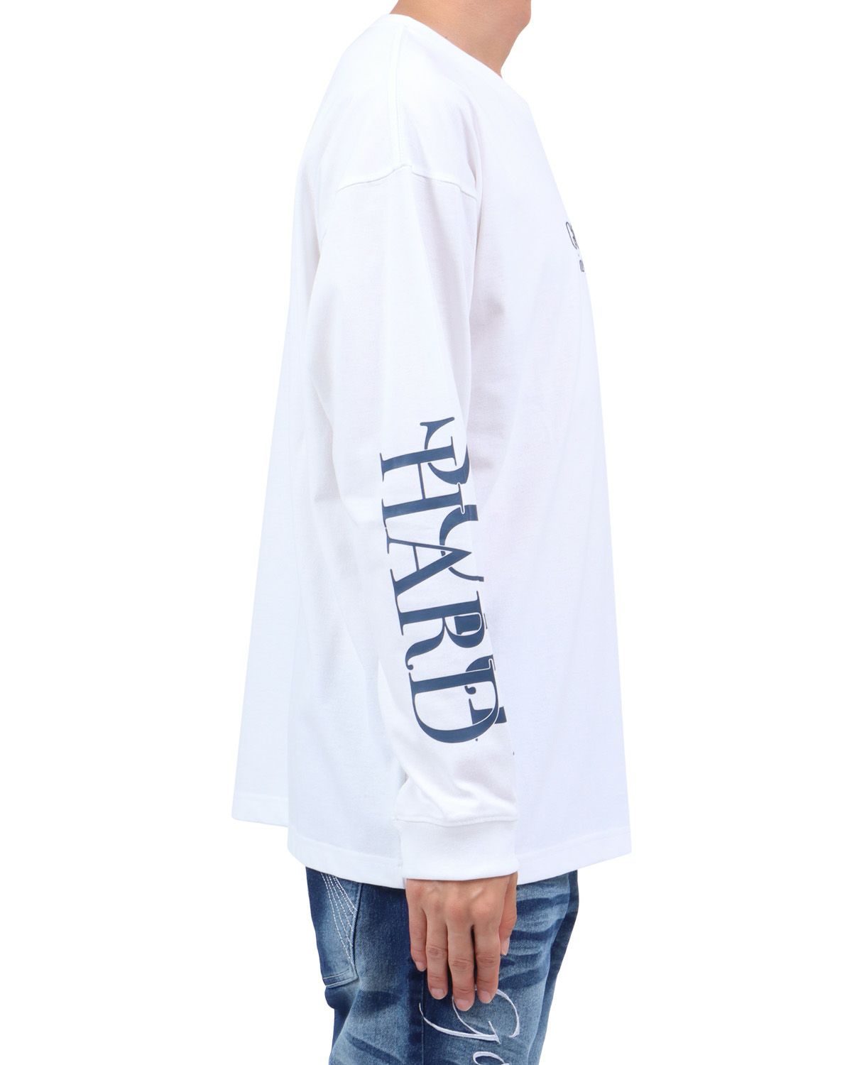 ホワイト：174cm62kg(Lサイズ着用)