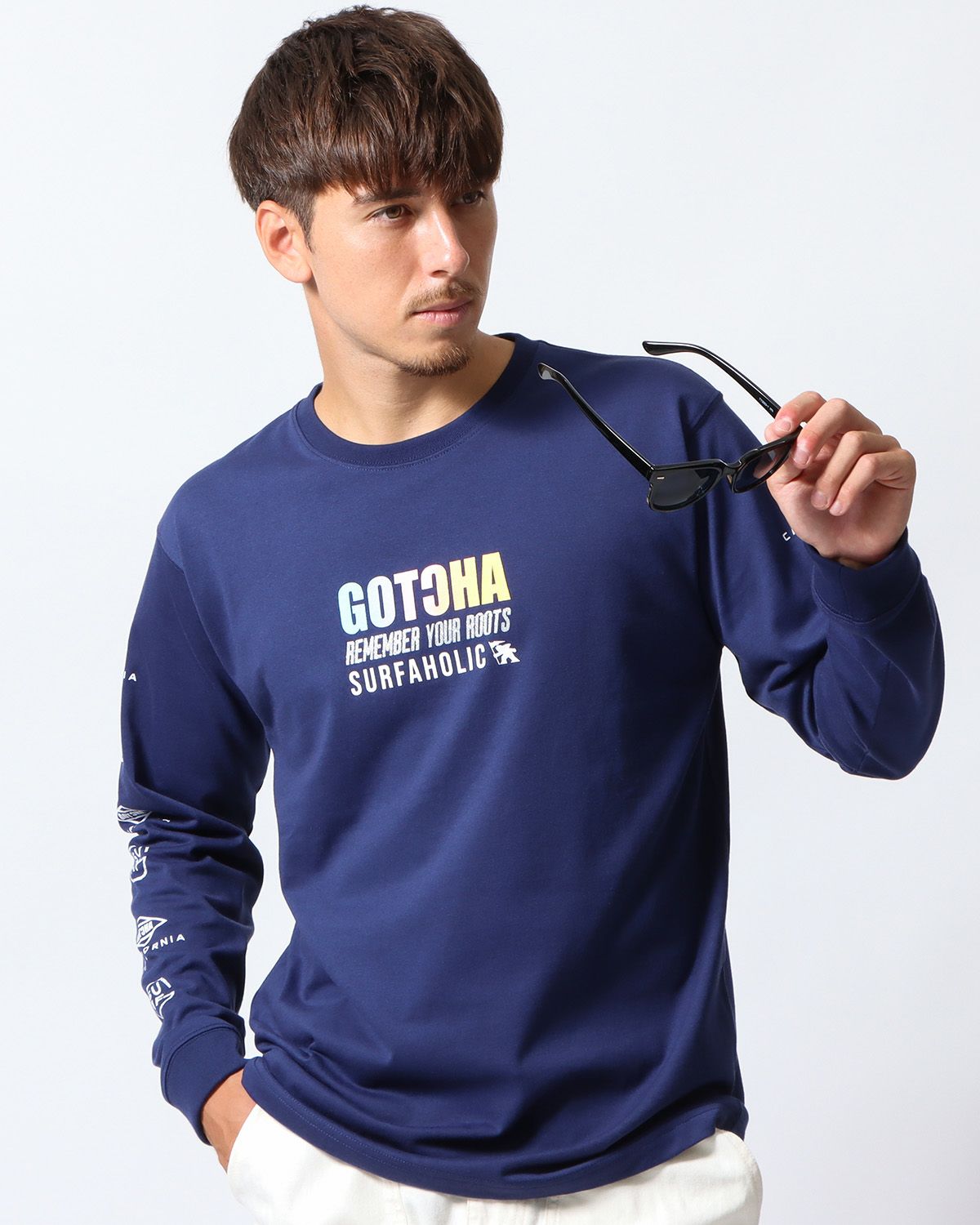 ネイビー：180cm/70kg(Lサイズ着用)