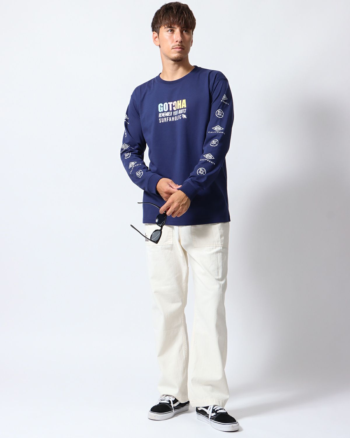 ネイビー：180cm/70kg(Lサイズ着用)