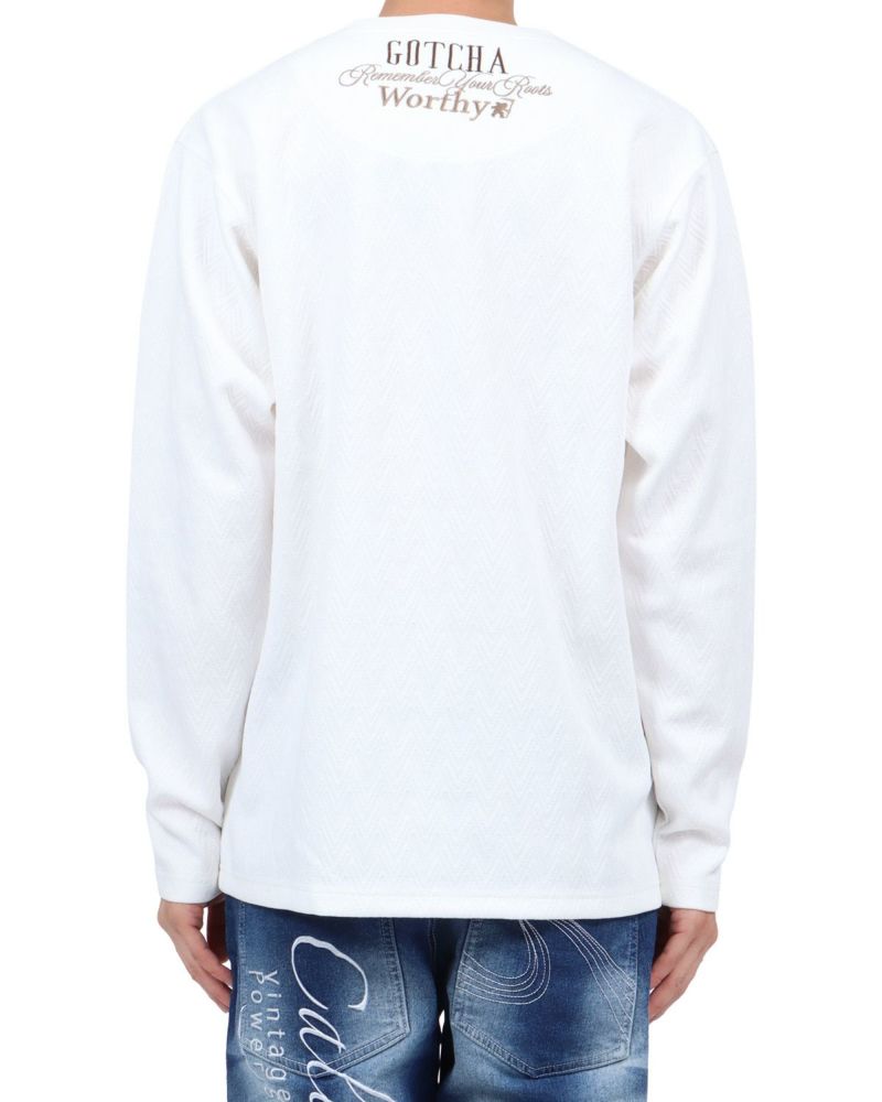 ホワイト：174cm62kg(Lサイズ着用)