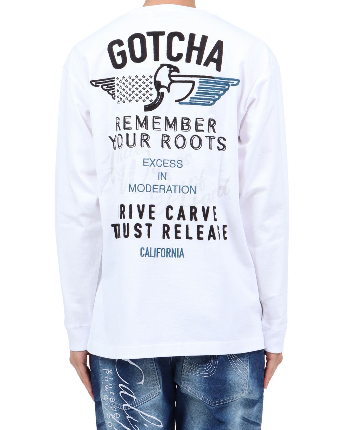 ホワイト：174cm62kg(Lサイズ着用)