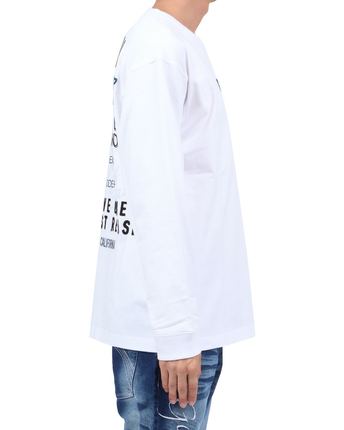 ホワイト：174cm62kg(Lサイズ着用)