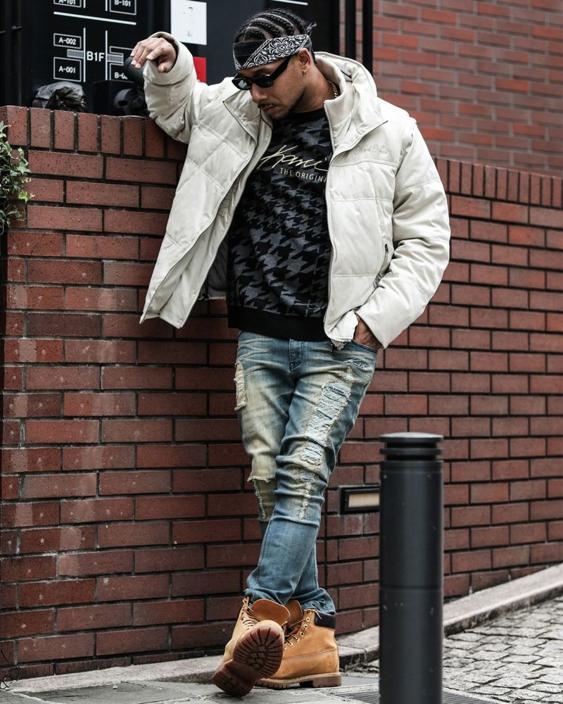 Karl Kani] ストレッチ スーパー スキニー ハードダメージ デニム