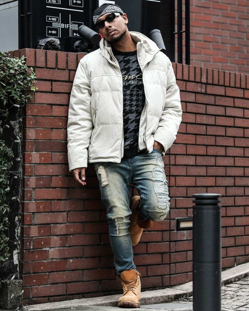 Karl Kani] ストレッチ スーパー スキニー ハードダメージ デニム