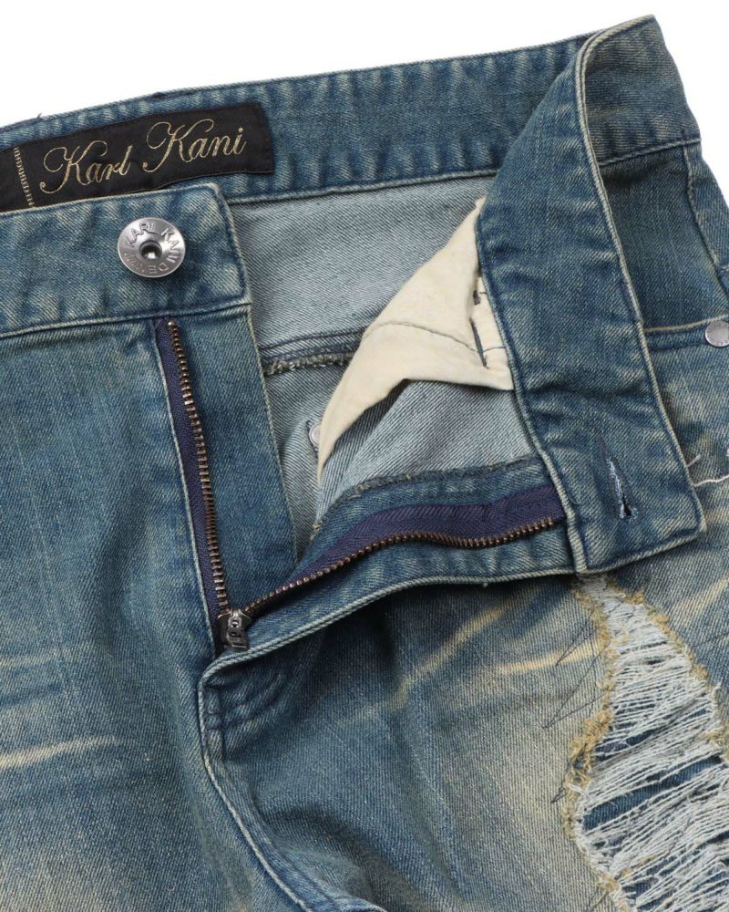 Karl Kani] ストレッチ スーパー スキニー ハードダメージ デニム