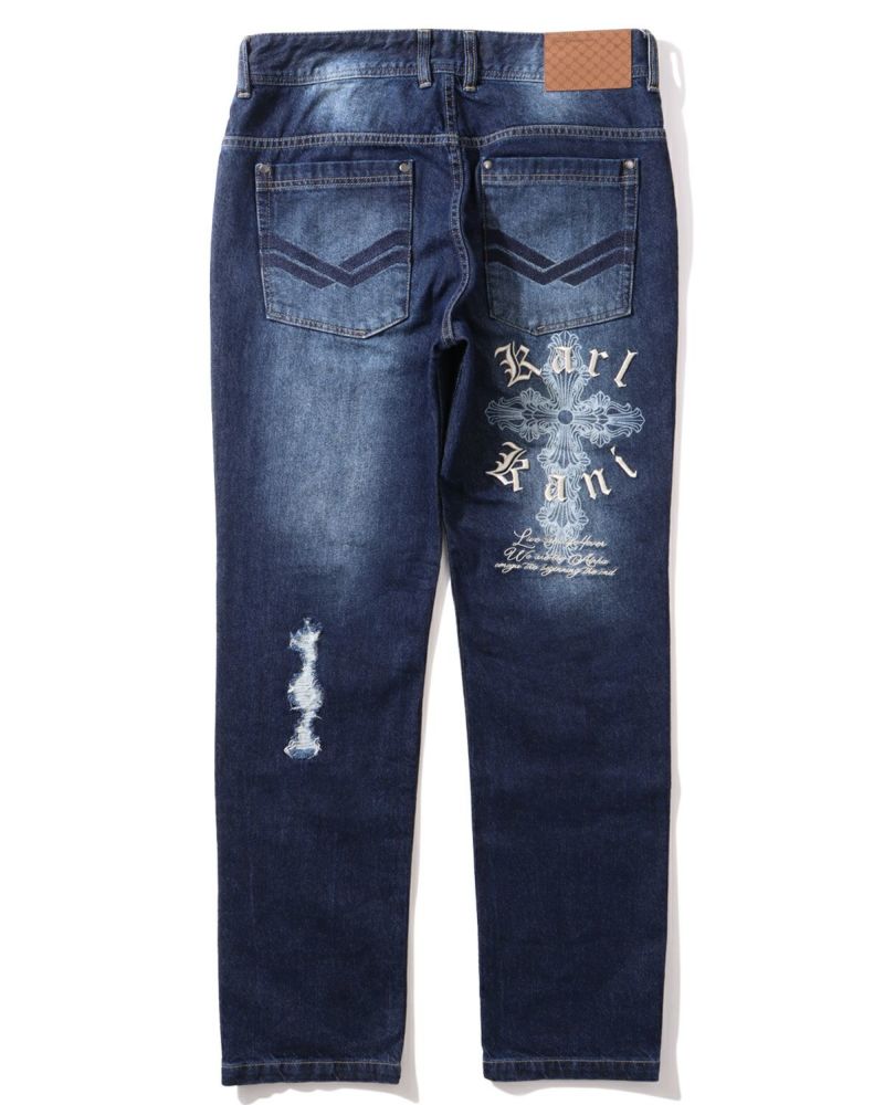 Karl Kani] ダメージ クロス ステッチ デニムパンツ | PEET ONLINE STORE