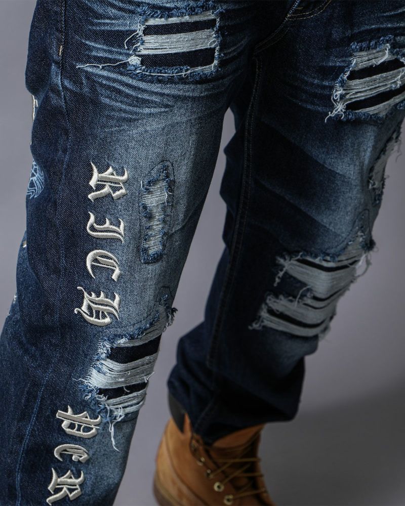 Karl Kani] ダメージ クロス ステッチ デニムパンツ | PEET ONLINE STORE