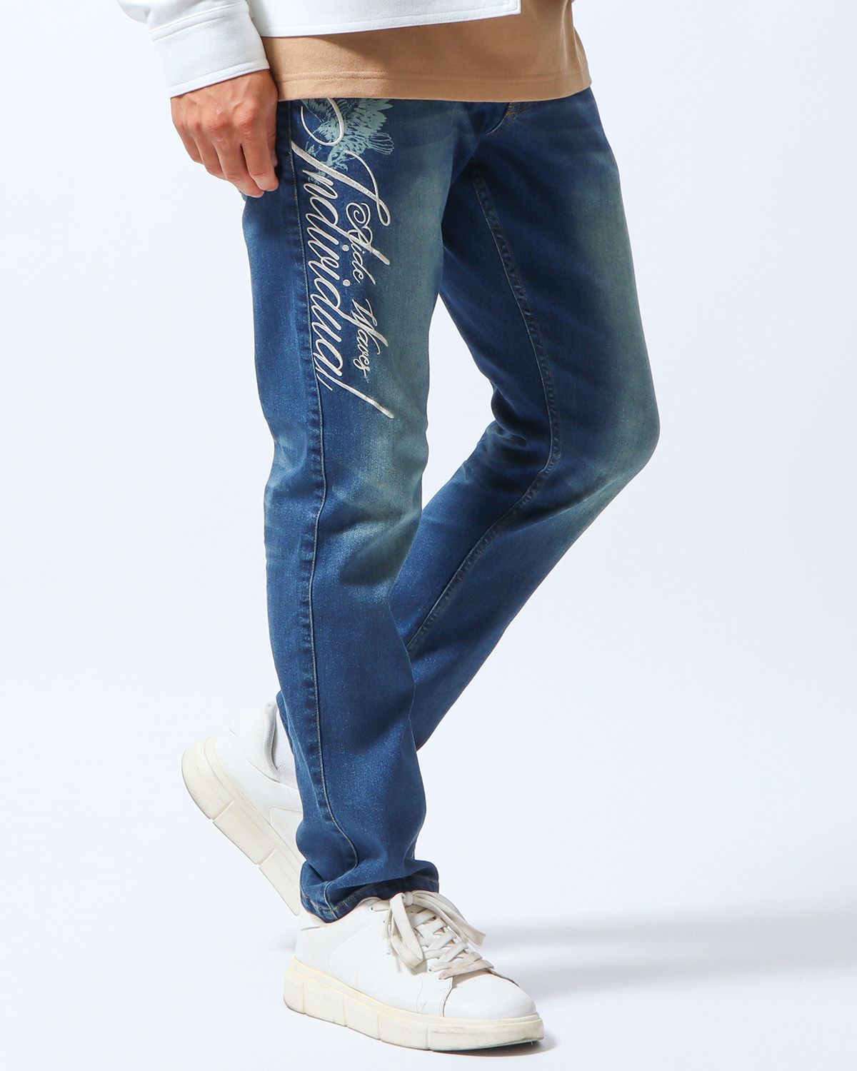 インディゴ：180cm/70kg(Lサイズ着用)