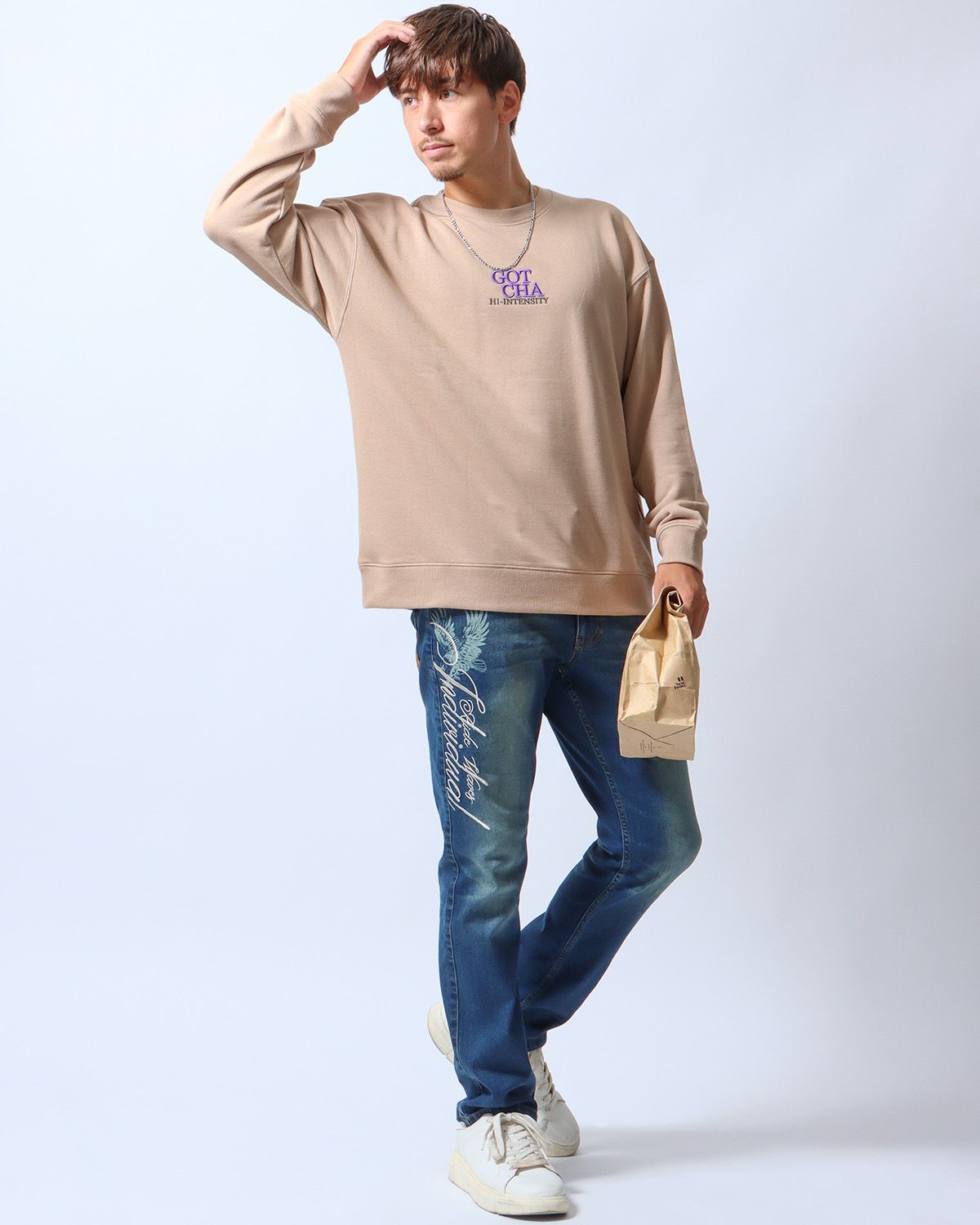 インディゴ：180cm/70kg(Lサイズ着用)