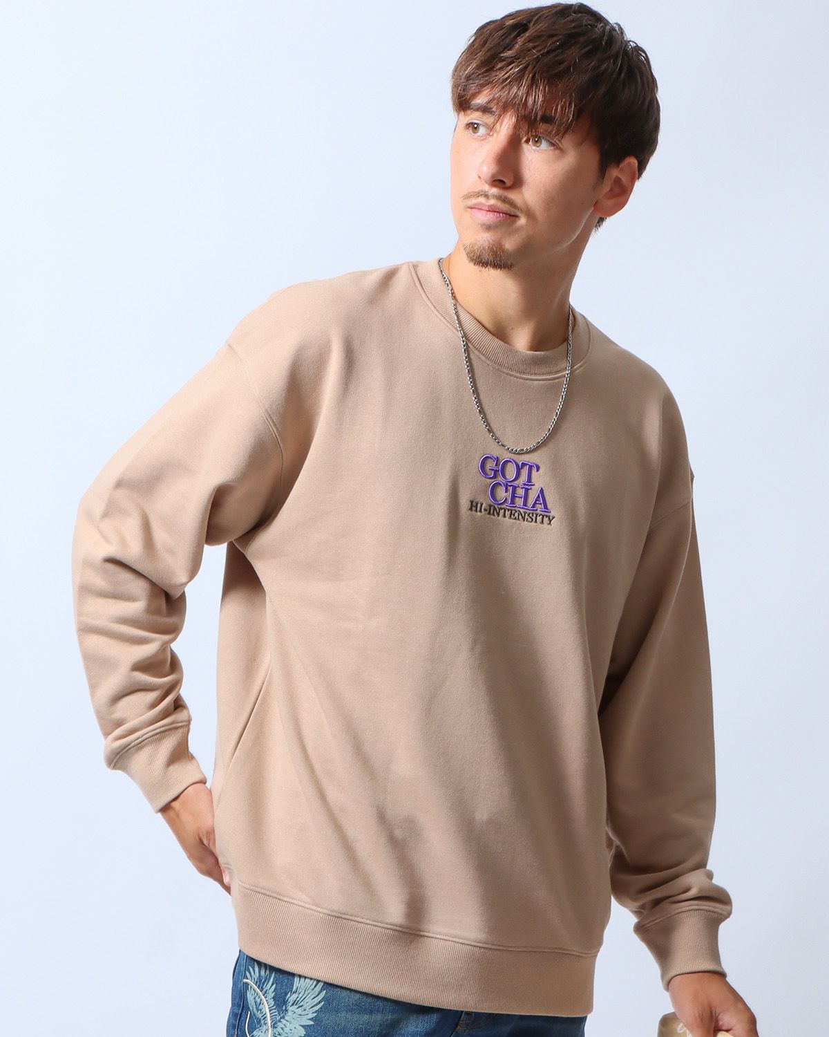 ベージュ：180cm/70kg(Lサイズ着用)