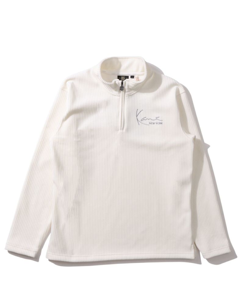 Karl Kani GOLF] 裏 ファー コーデュロイ ラメ刺繍 ハーフZIP ポロ
