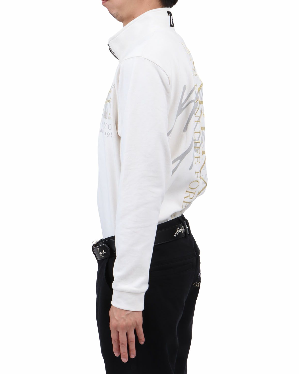 ホワイト：174cm62kg(Lサイズ着用)