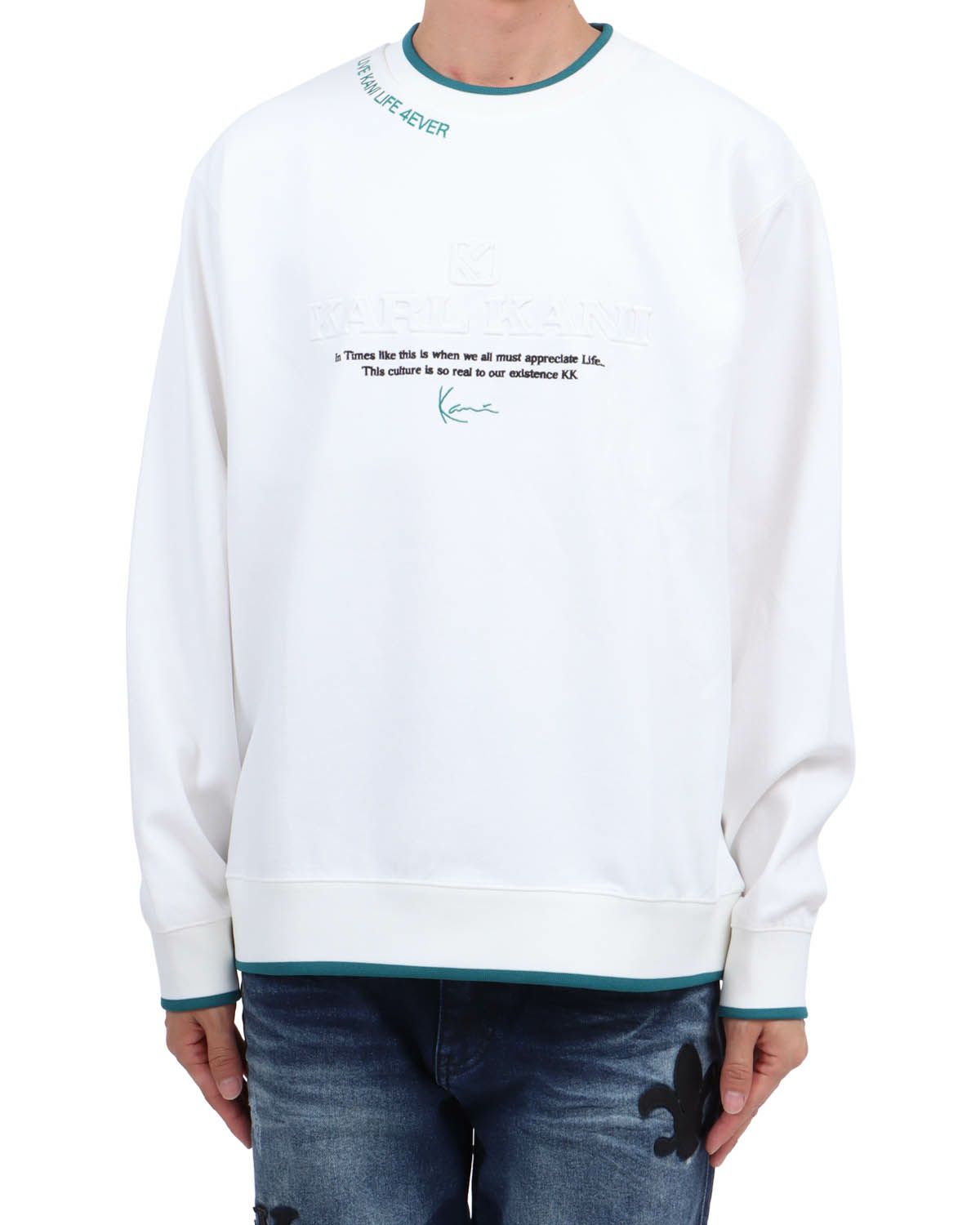 ホワイト：174cm62kg(Lサイズ着用)