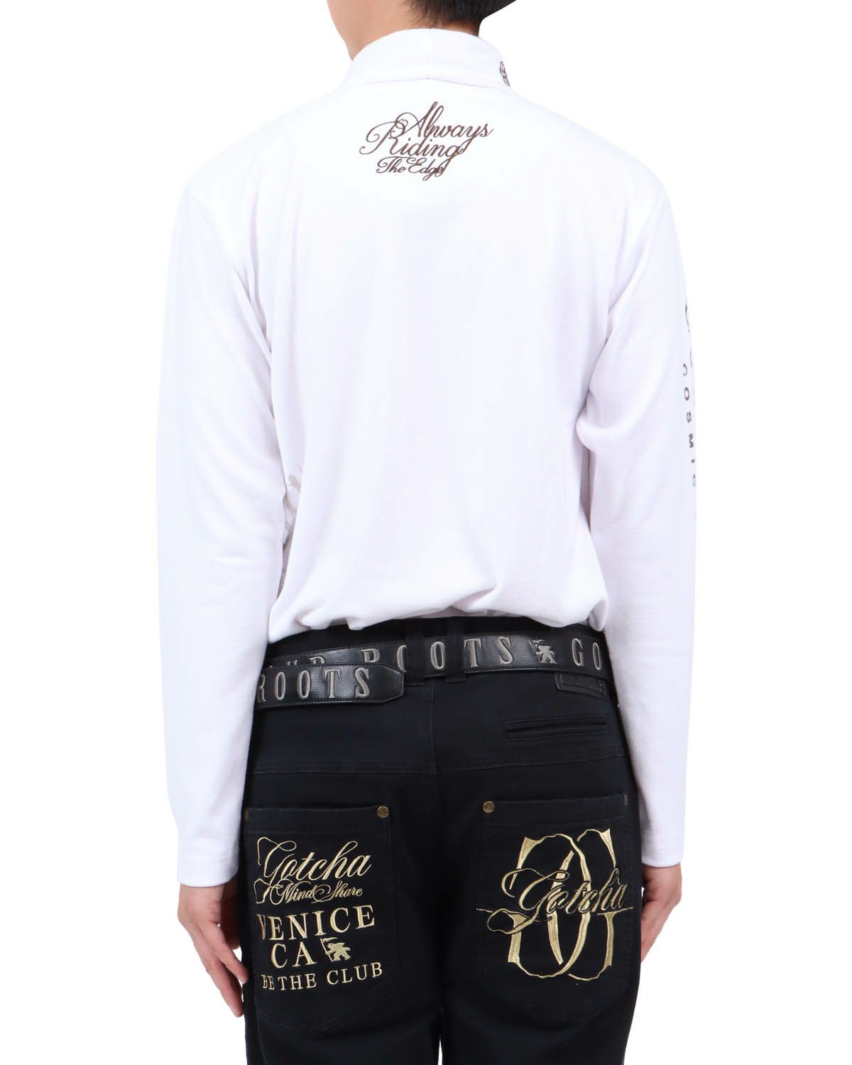 ホワイト：174cm62kg(Lサイズ着用)