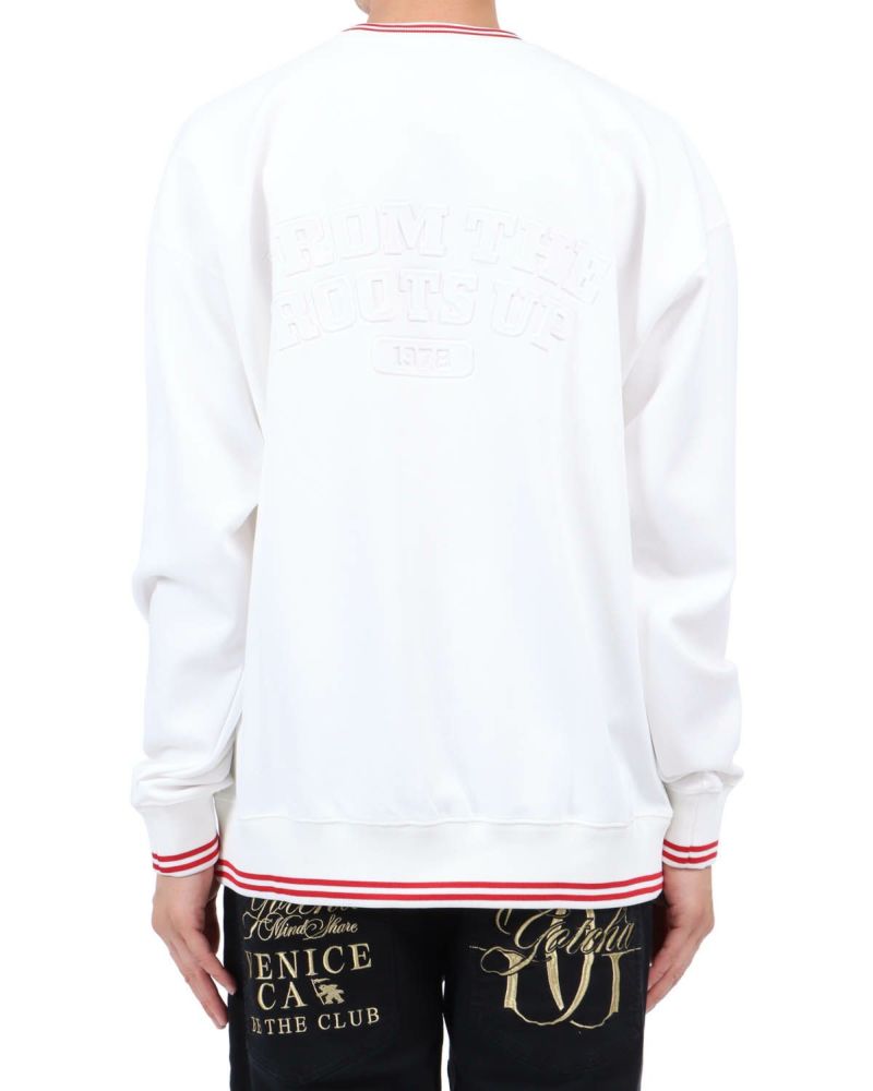 ホワイト：174cm62kg(Lサイズ着用)