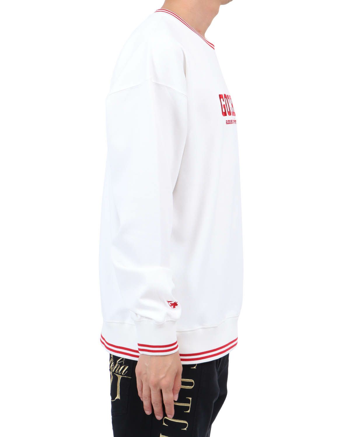 ホワイト：174cm62kg(Lサイズ着用)