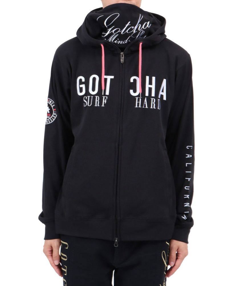 GOTCHA GOLF] 裏起毛 ネックウォーマー付き フルジップ パーカー