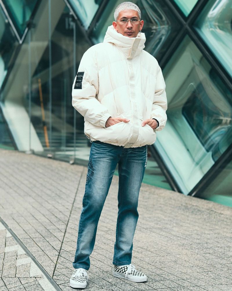 オフホワイト:183cm(XLサイズ着用)