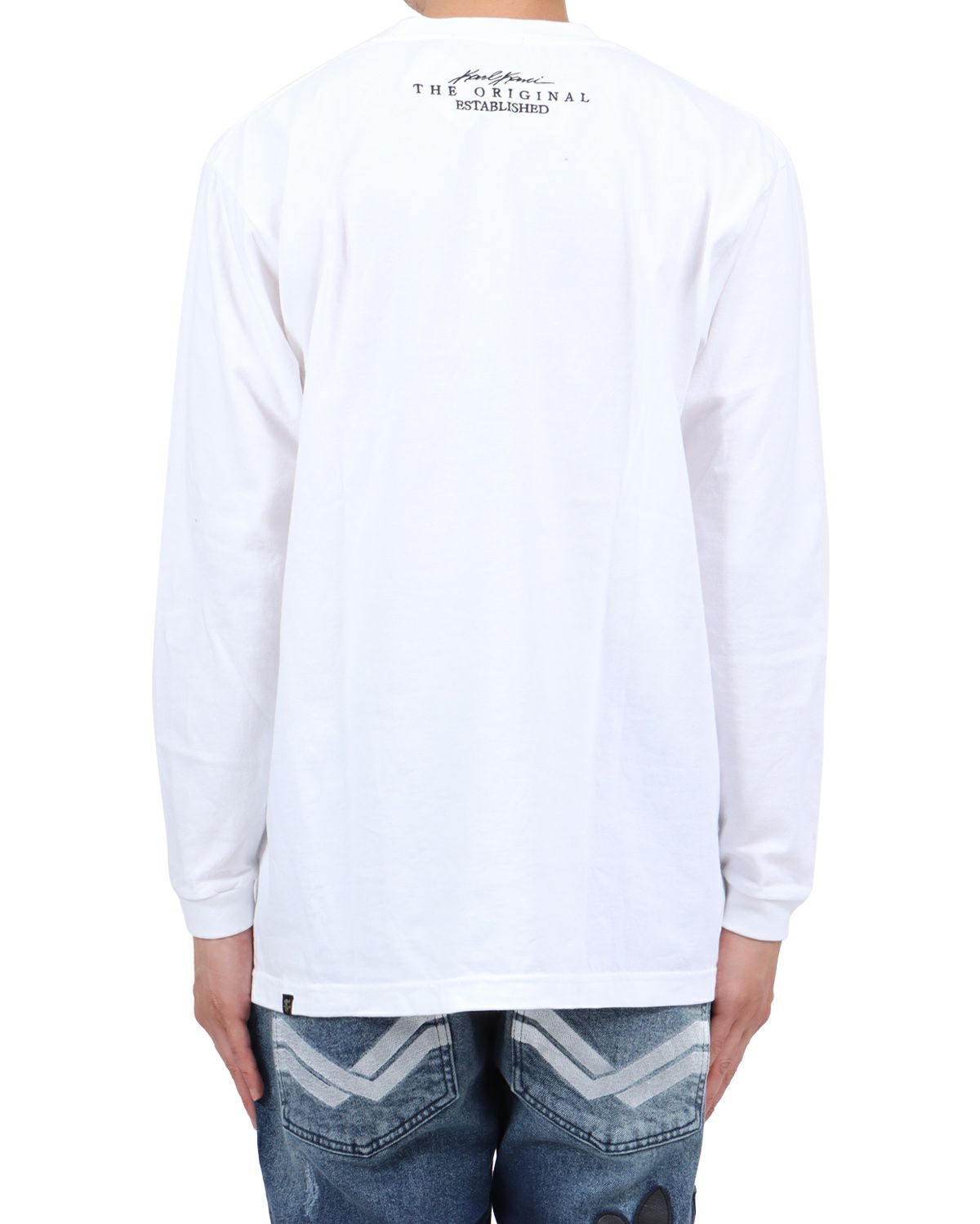 ホワイト：174cm62kg(Lサイズ着用)