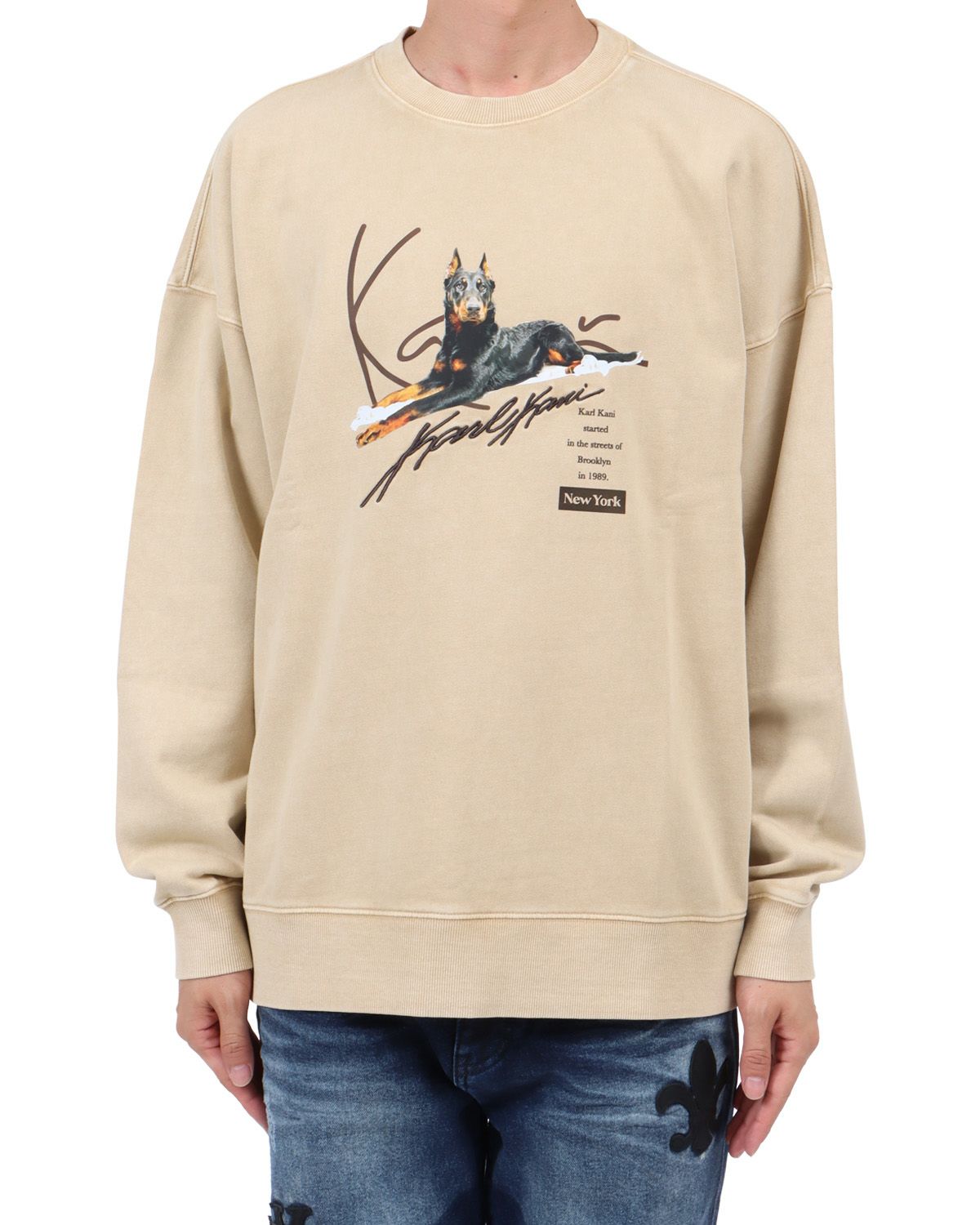 ベージュ：174cm62kg(Lサイズ着用)