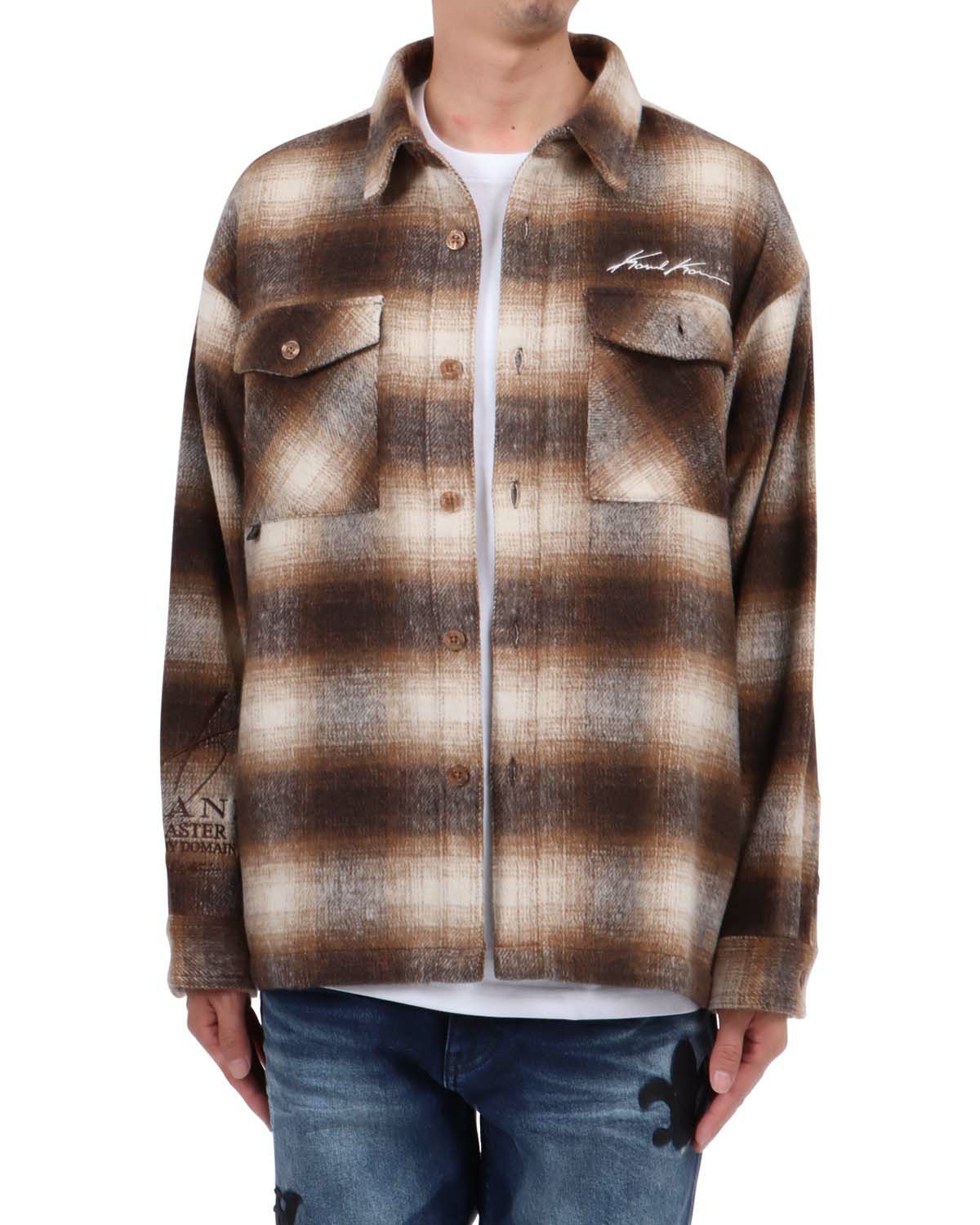 ブラウン：174cm62kg(Lサイズ着用)