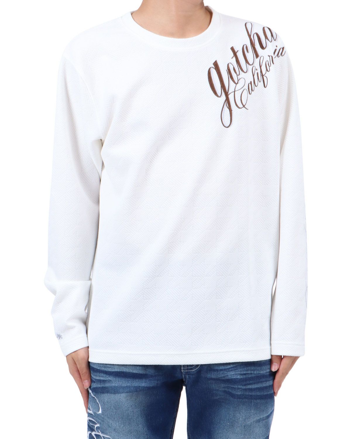 ホワイト：173cm63kg(Lサイズ着用)