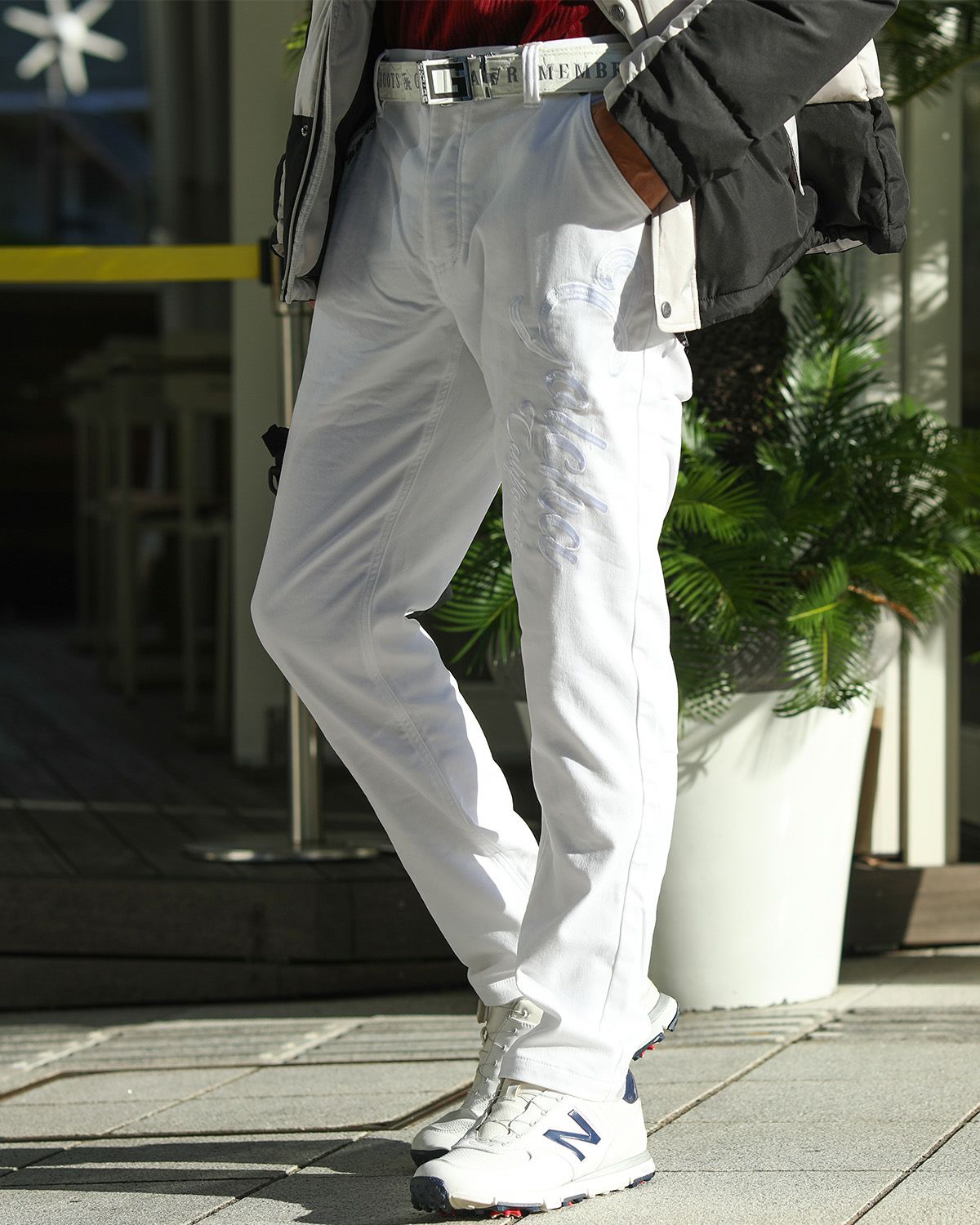 ホワイト：180cm/70kg(Lサイズ着用)