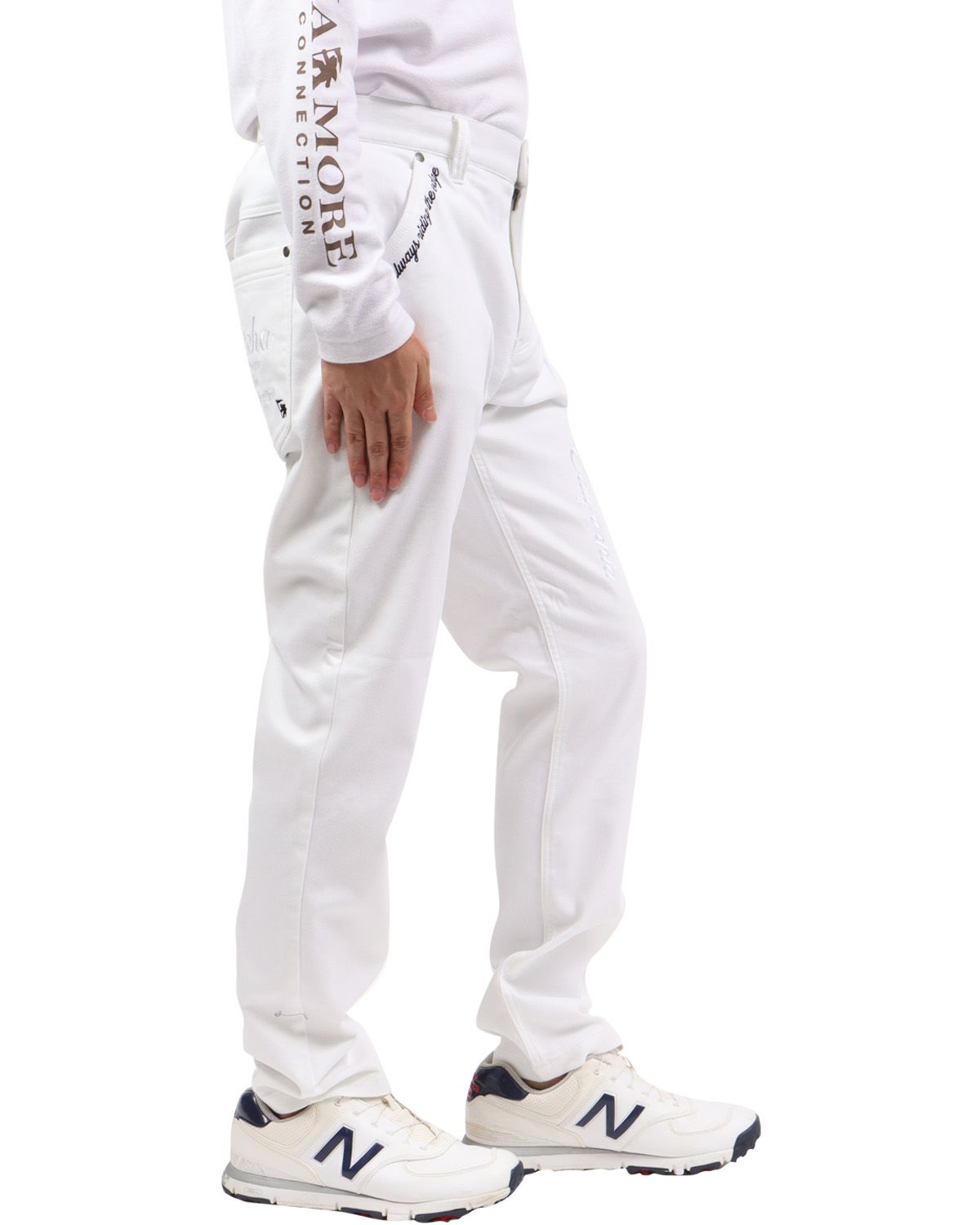 ホワイト：173cm63kg(Lサイズ着用)