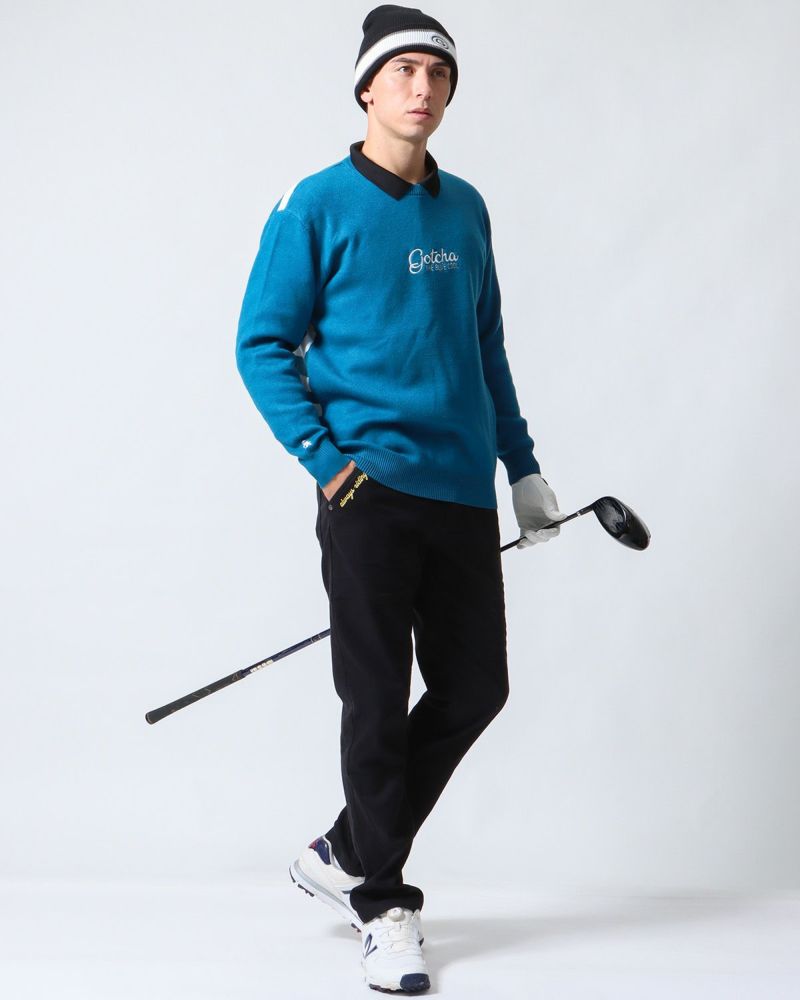 GOTCHA GOLF] 静電気防止 ウォッシャブル もちもち 縦ロゴ クルー