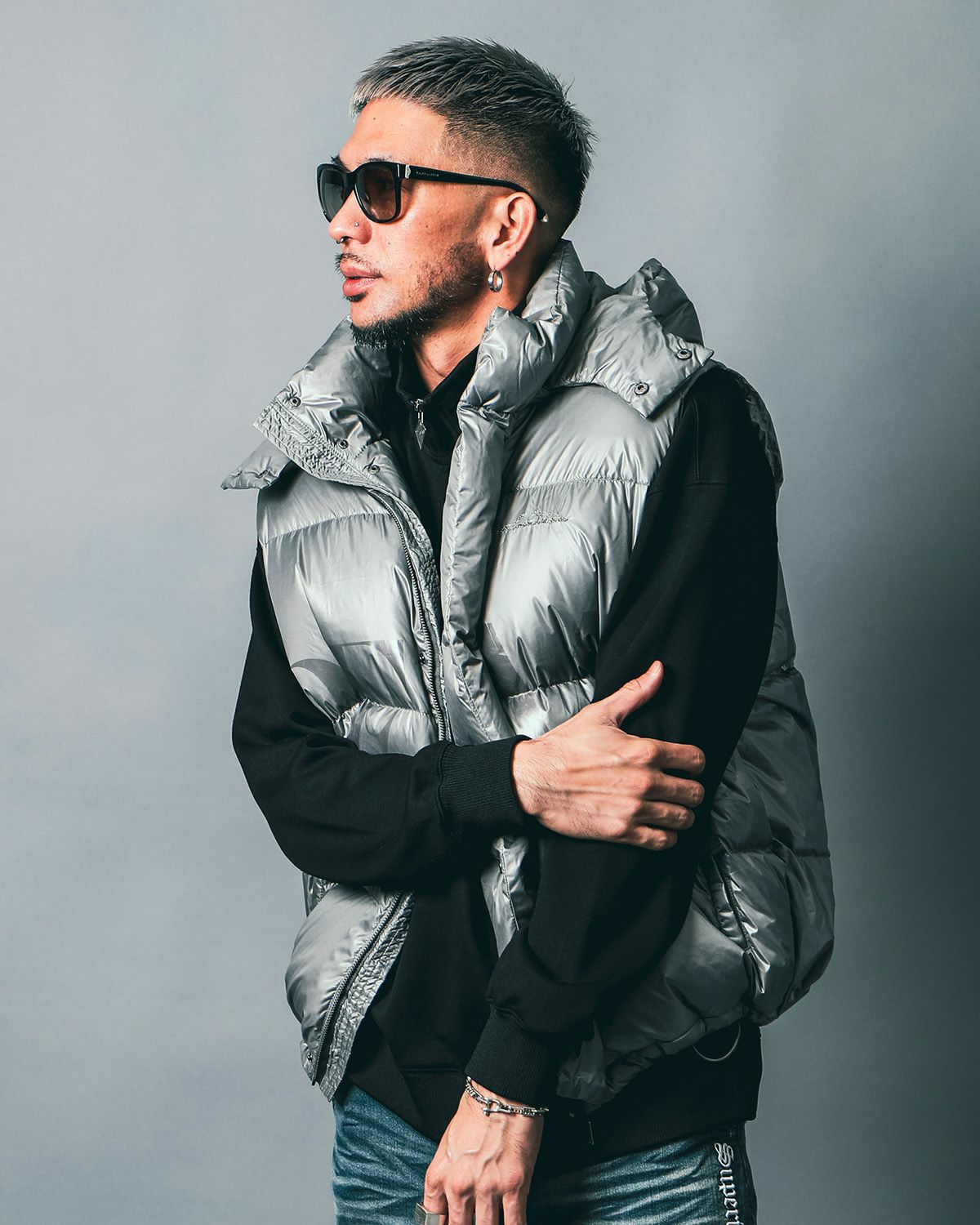 グレー:183cm(Lサイズ着用)