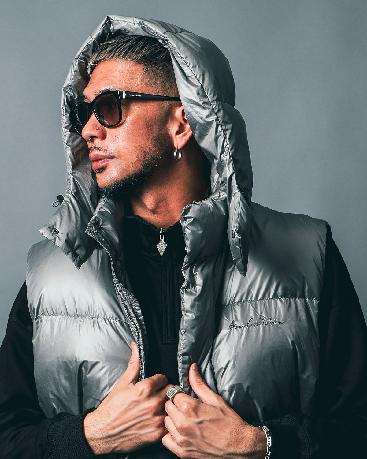 グレー:183cm(Lサイズ着用)