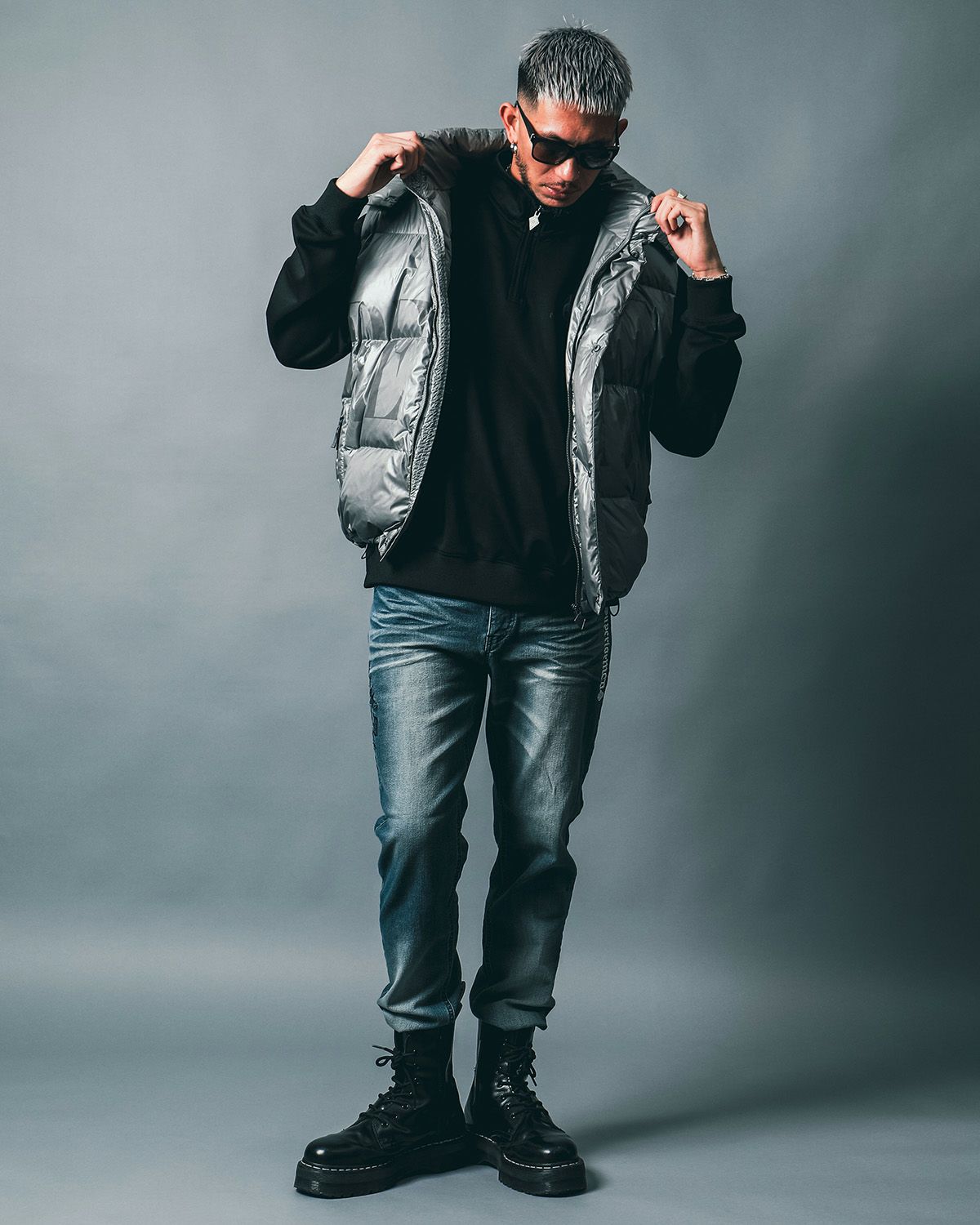 グレー:183cm(Lサイズ着用)