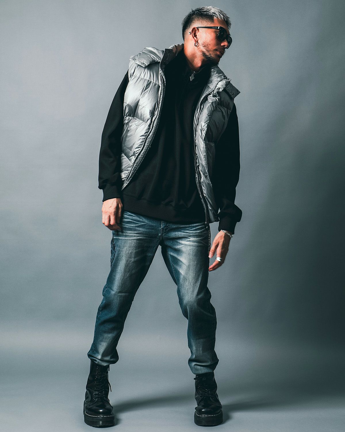 グレー:183cm(Lサイズ着用)