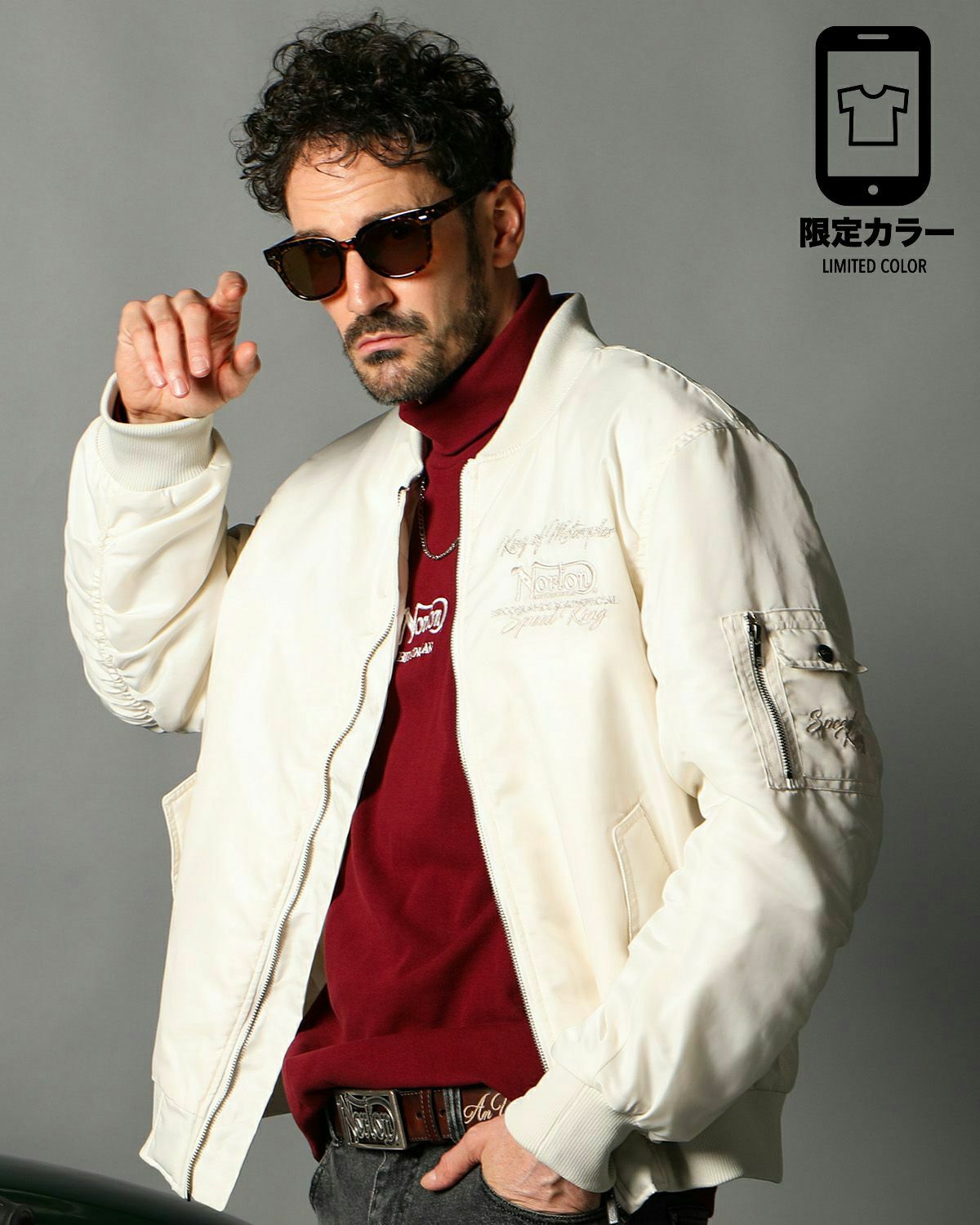 オフホワイト:186cm(Lサイズ着用)