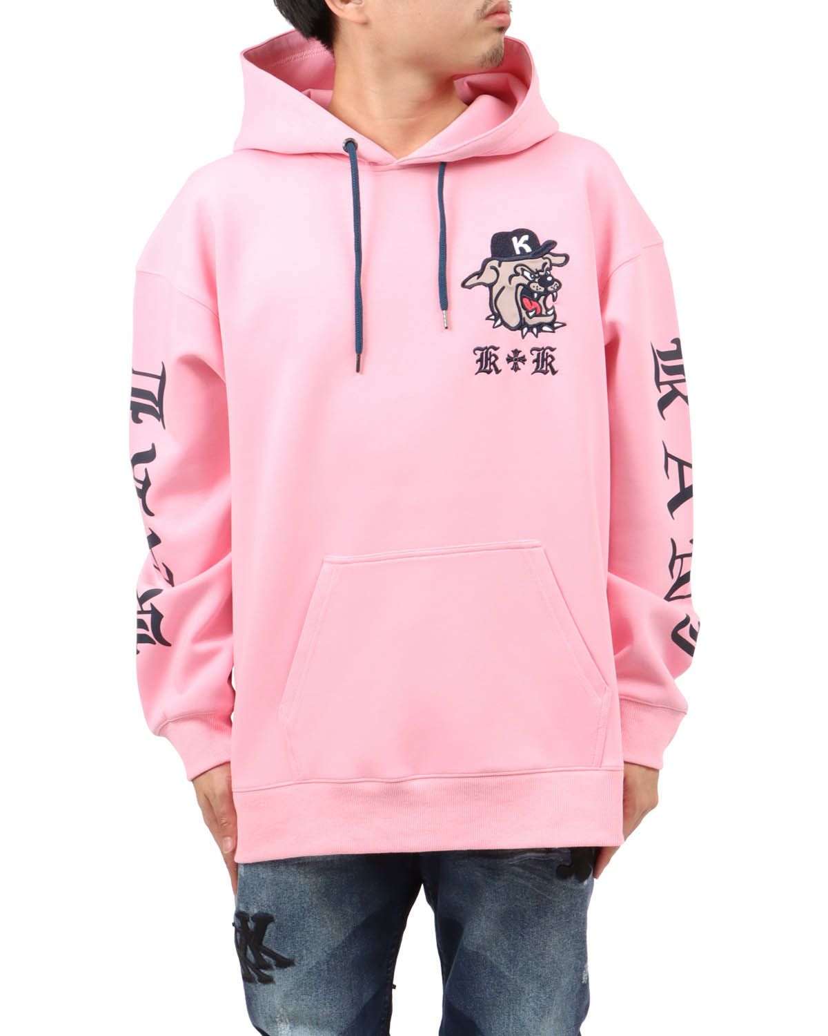 ピンク：173cm63kg(Lサイズ着用)