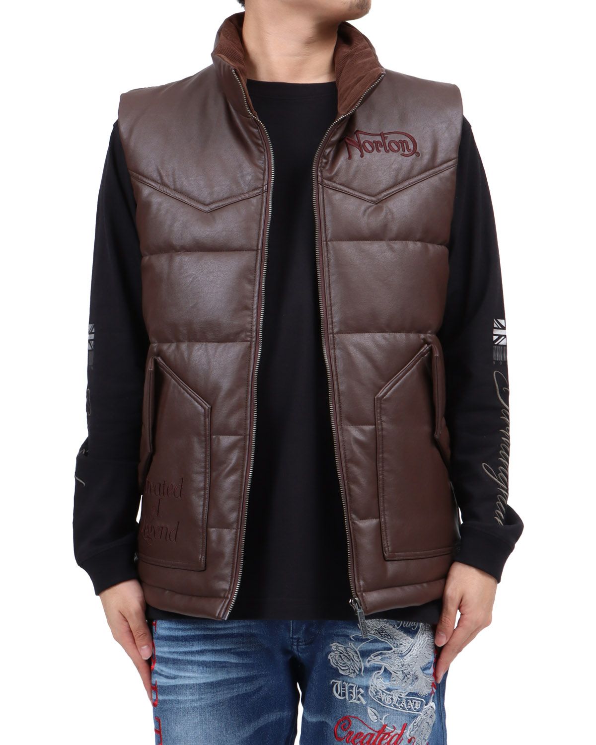 ダークブラウン：173cm63kg(Lサイズ着用)