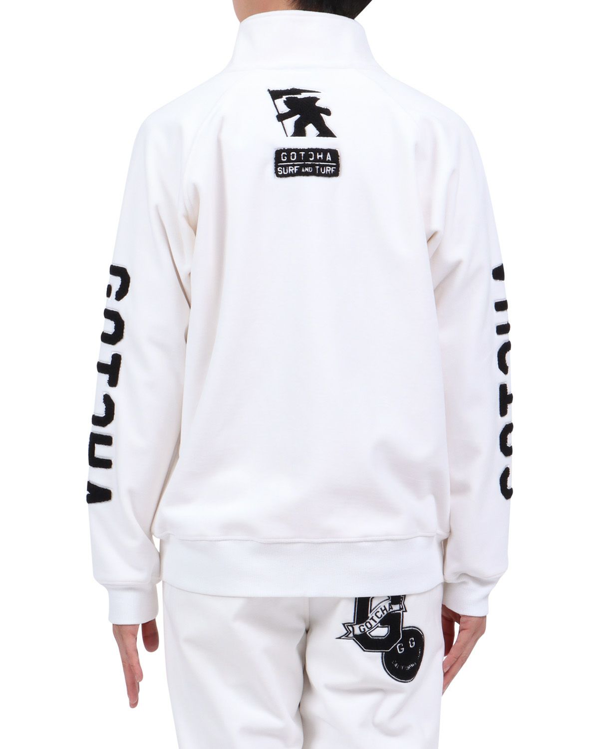 ホワイト：174cm62kg(Lサイズ着用)