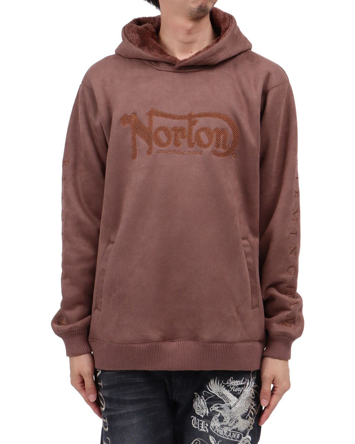 ブラウン：174cm62kg(Lサイズ着用)