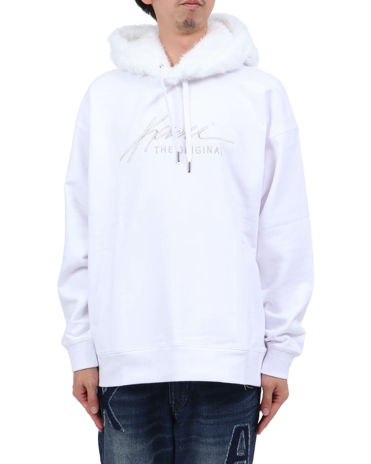 ホワイト：174cm62kg(Lサイズ着用)