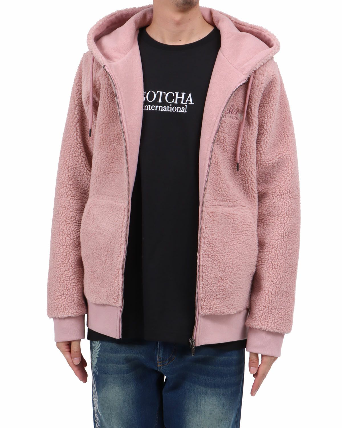 ピンクグレー：174cm62kg(Lサイズ着用)