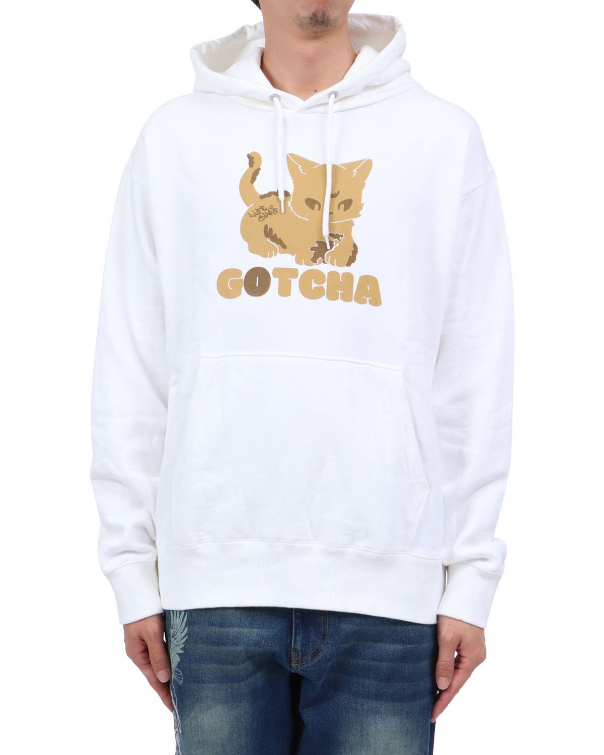 ホワイト：174cm62kg(Lサイズ着用)