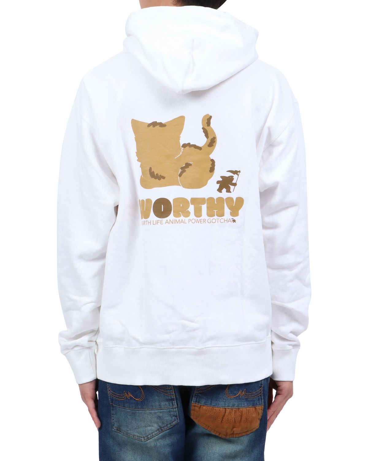 ホワイト：174cm62kg(Lサイズ着用)