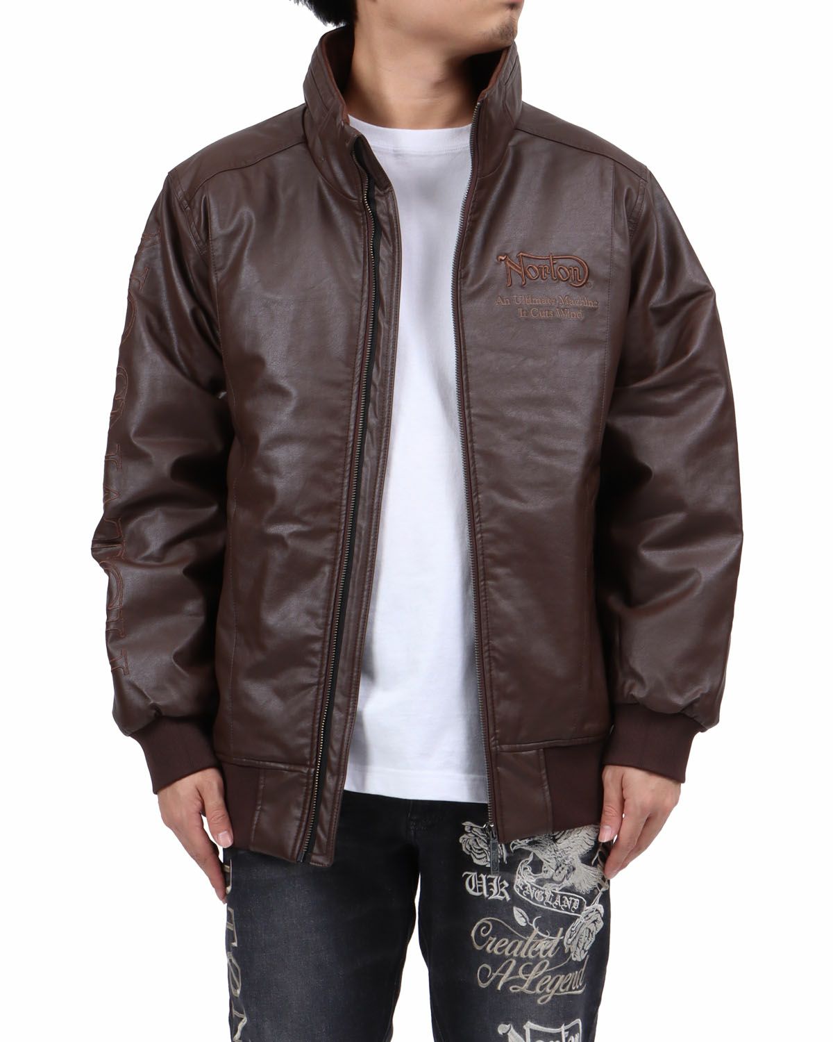 ダークブラウン：173cm63kg(Lサイズ着用)