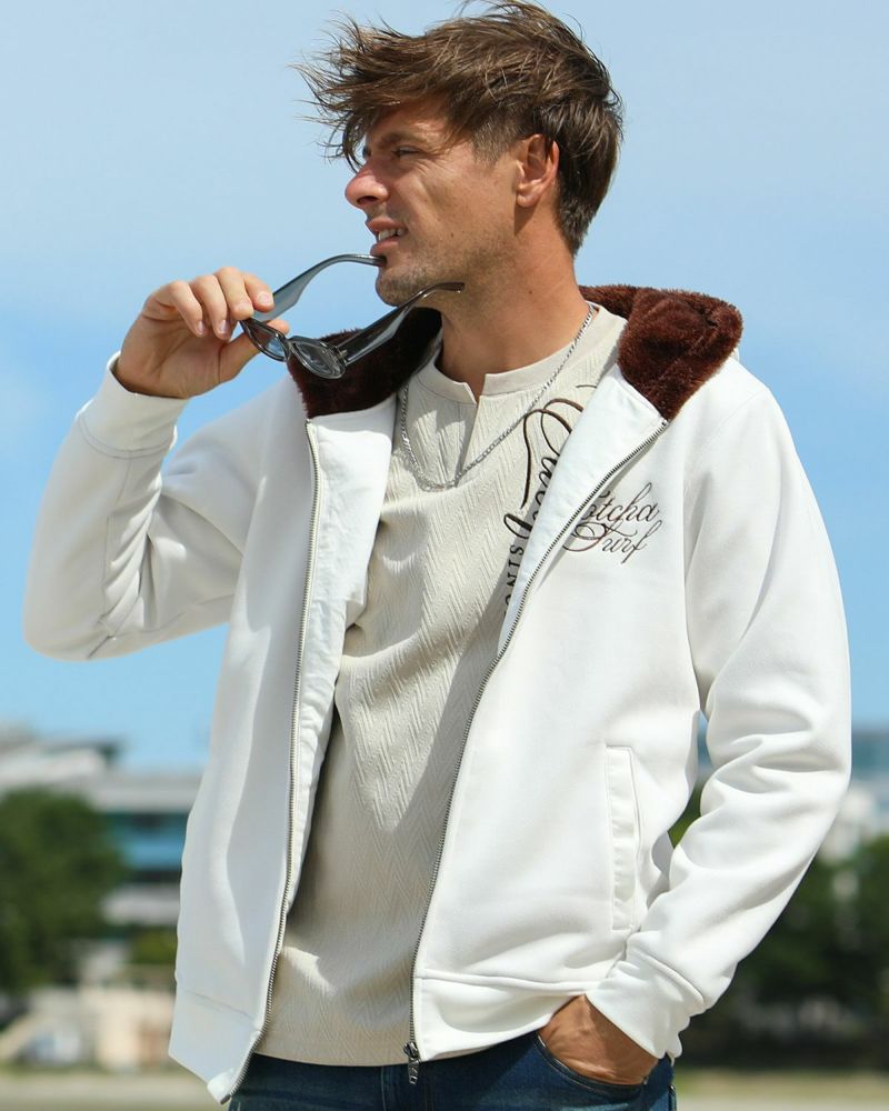 撥水 裏ボア おもちスウェード ジップパーカー