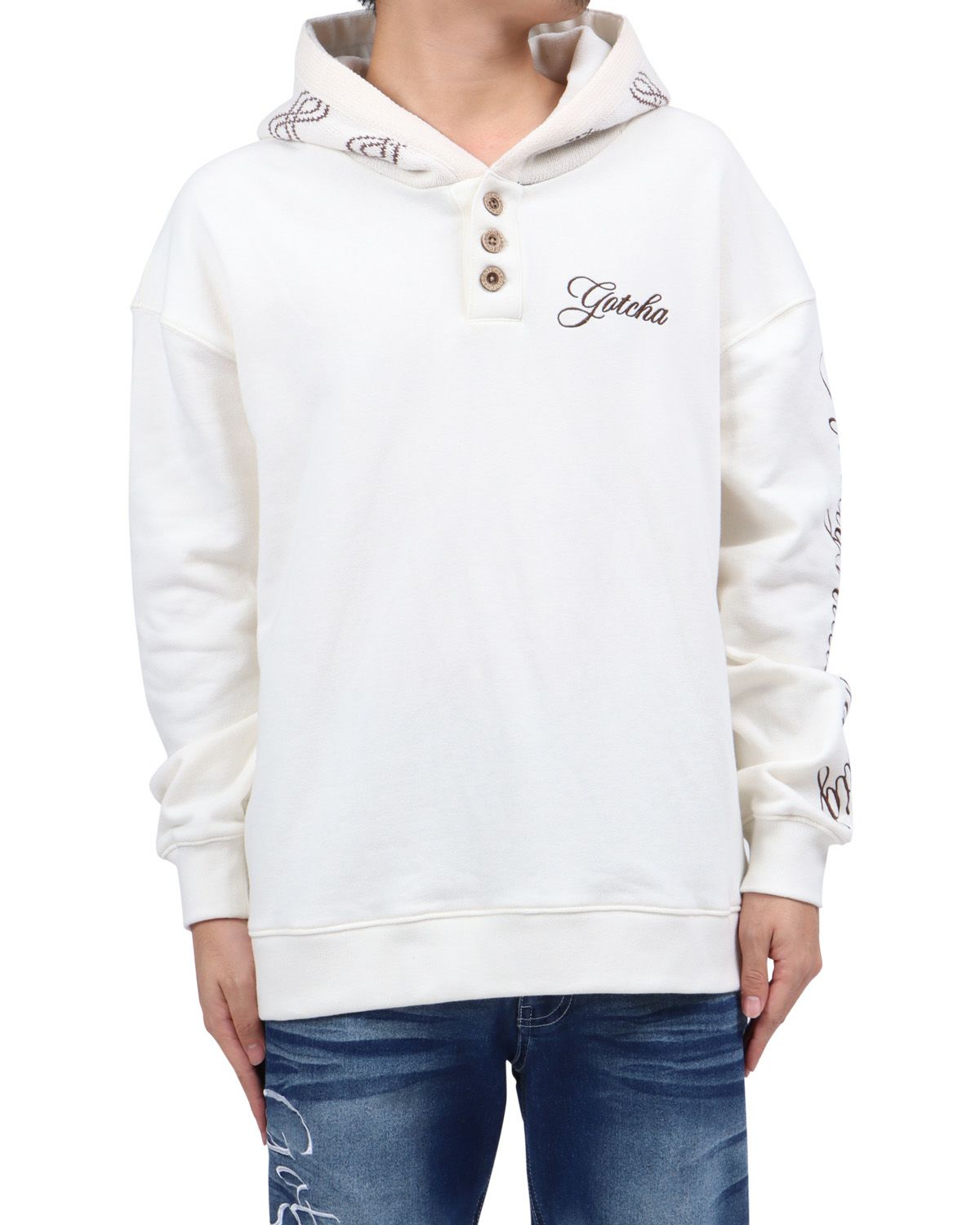 オフホワイト：173cm63kg(Lサイズ着用)