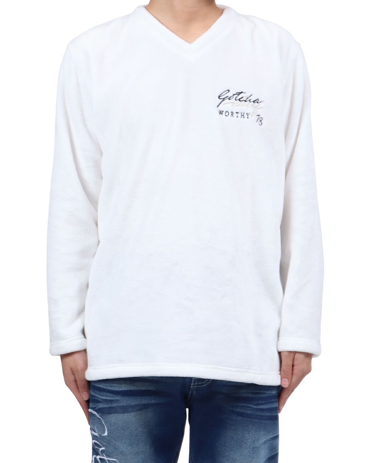 ホワイト：173cm63kg(Lサイズ着用)