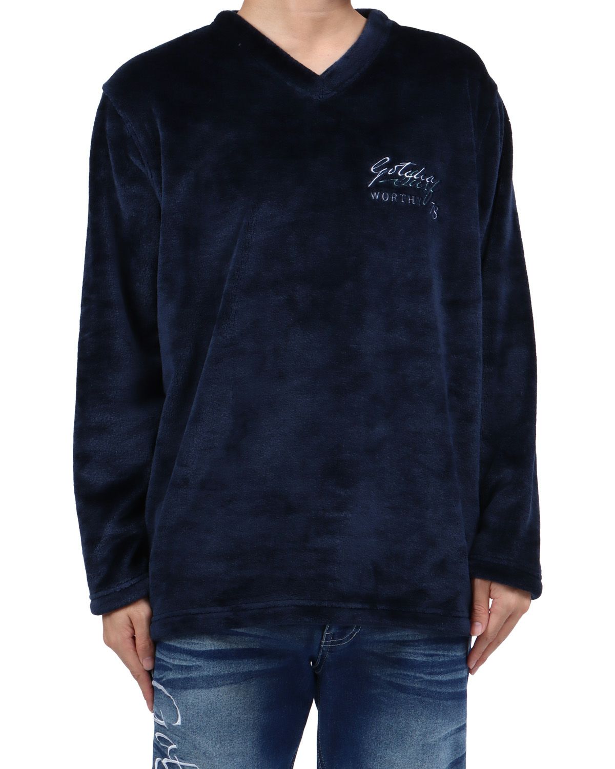 ネイビー：173cm63kg(Lサイズ着用)